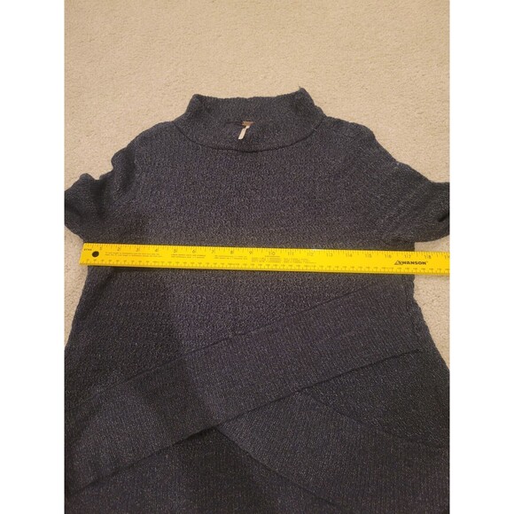 Free People Linen Blend Women's Sweater Mock Neck Long Sleeve Small Tulip Hem Bl - Picture 3 of 7